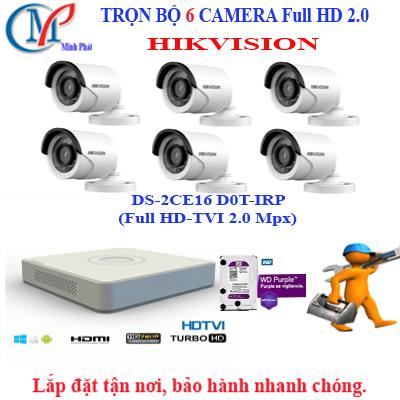 Trọn bộ 6 camera FULL HD HIKVISION 2.0 (IR) 